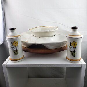 California Pottery Vintage Lazy Susan and Salt Pepper Set